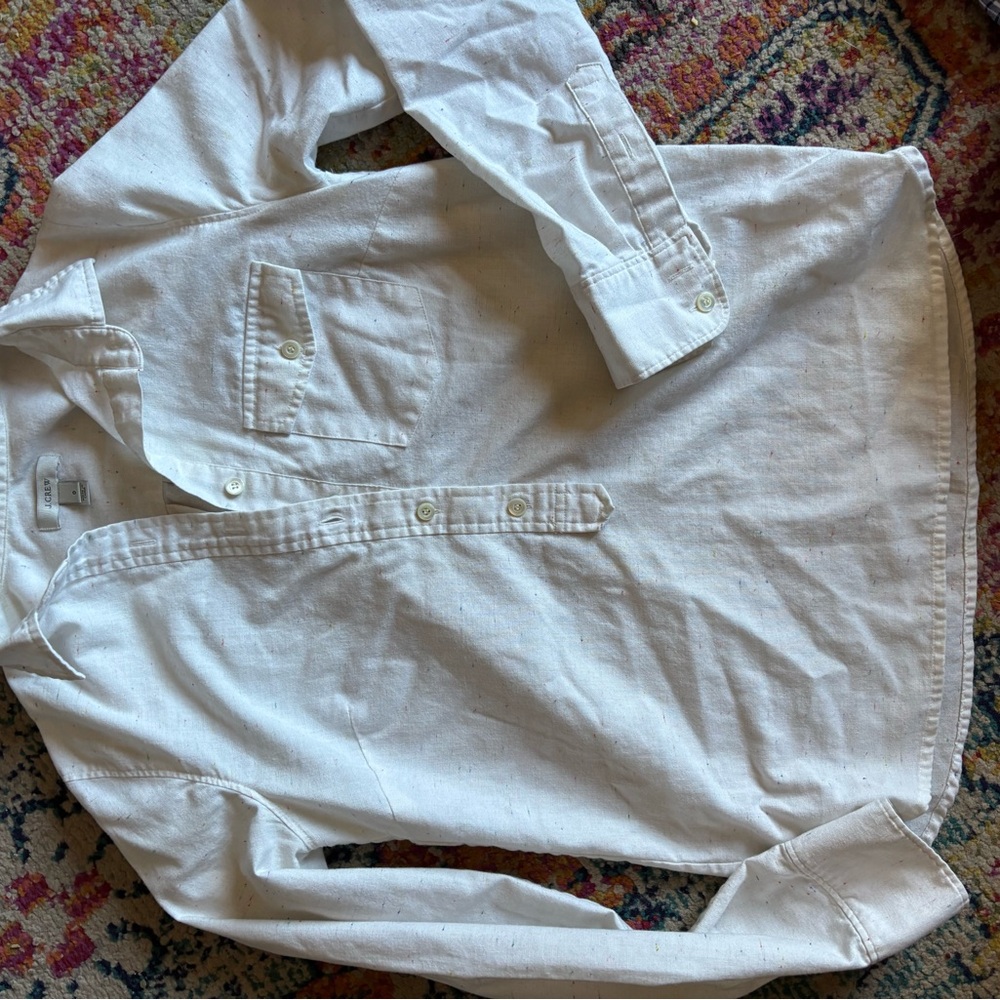 J.Crew White Confetti Rainbow Nep Button Down Shirt - Size 0